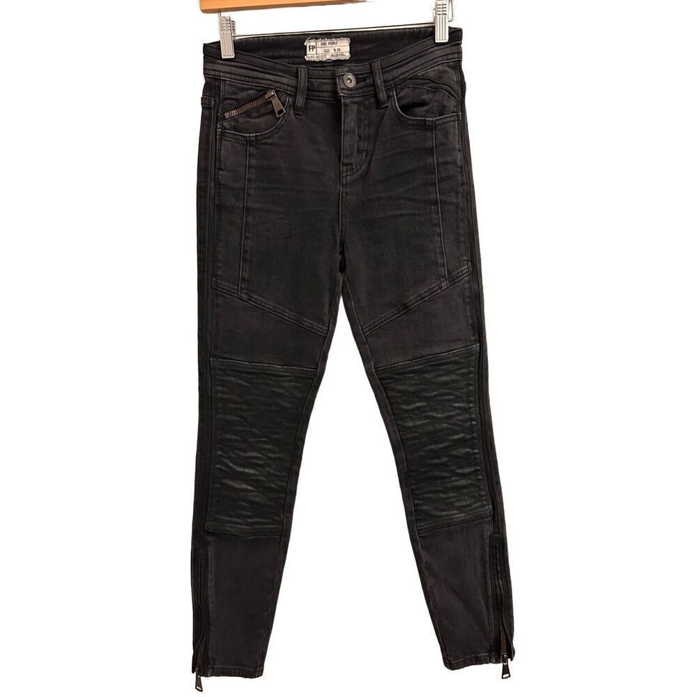 EUC Free People coated denim Moto Jeans size 26